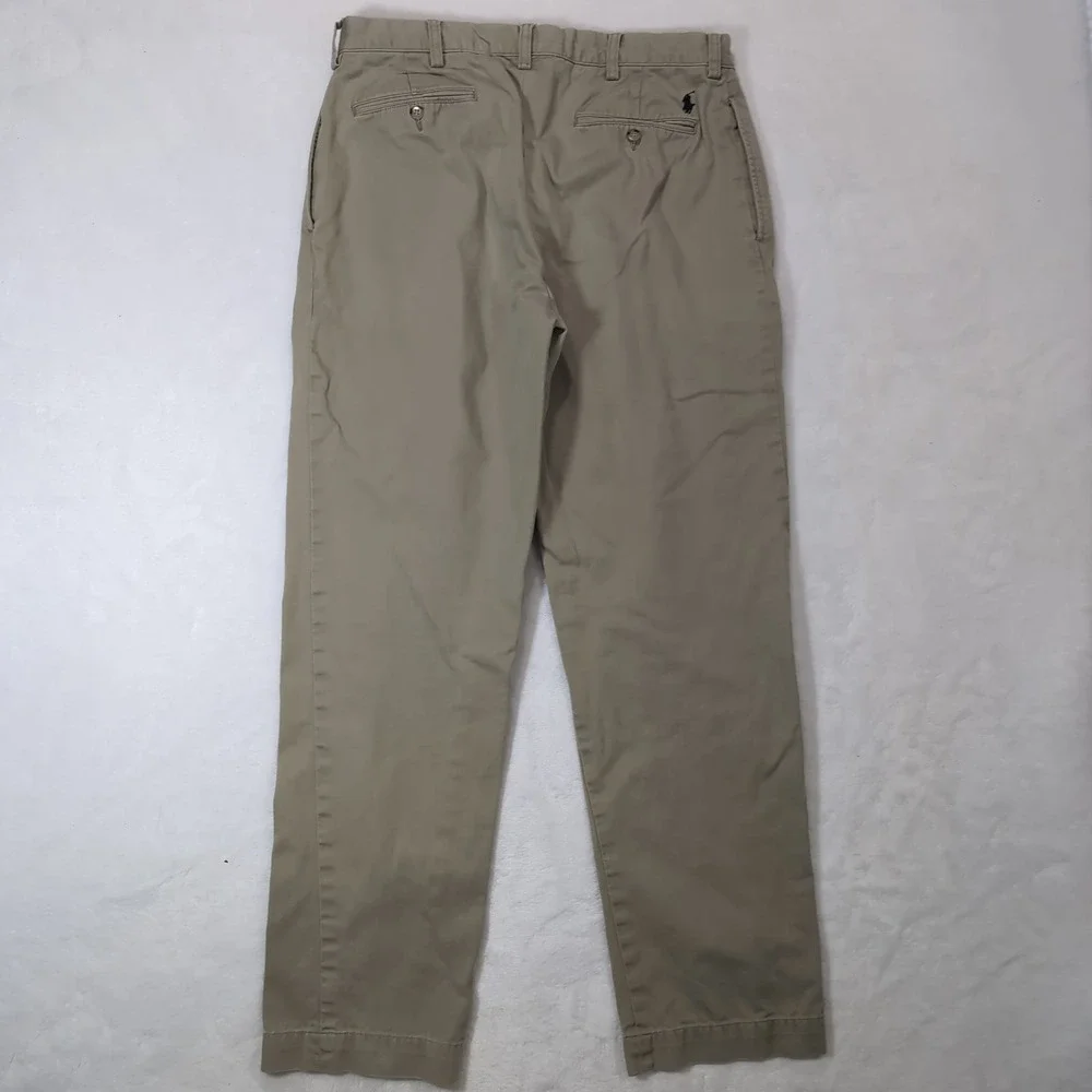 Polo Ralph Lauren Ethan Pant Men 34x34 Khaki Pleated Cotton Chino Vintage Y2k 90